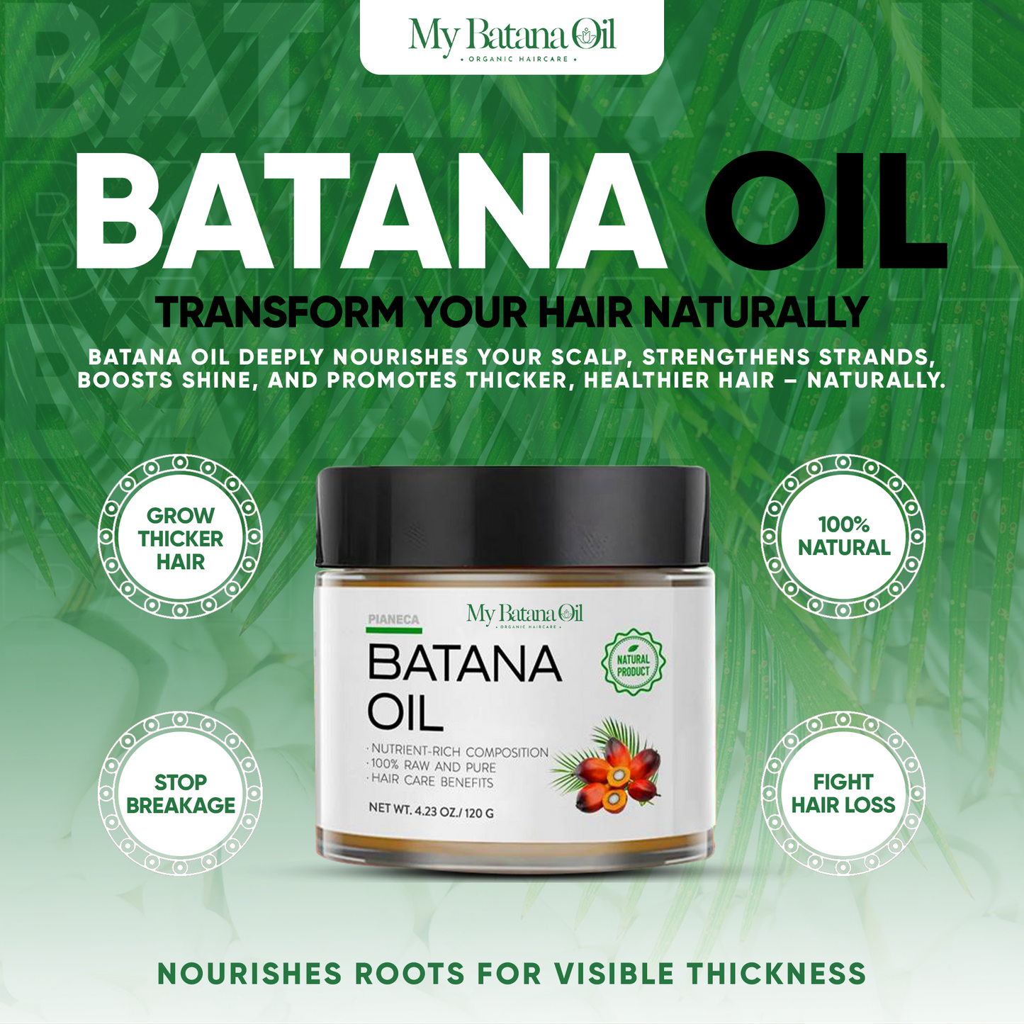 Mascarilla capilar natural con aceite de Batana para el crecimiento y la reparación del cabello | My Batana Oil