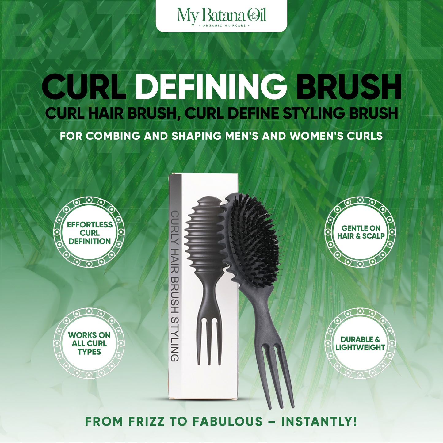 Curl-Defining Boar Bristle Hair Brush - My Batana Oil